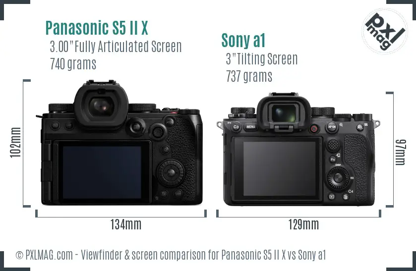 Panasonic S5 II X vs Sony a1 Screen and Viewfinder comparison
