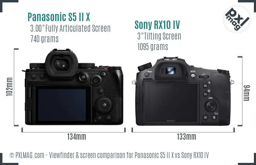 Panasonic S5 II X vs Sony RX10 IV Screen and Viewfinder comparison Panasonic S5 II X vs Sony RX10 IV Screen and Viewfinder comparison