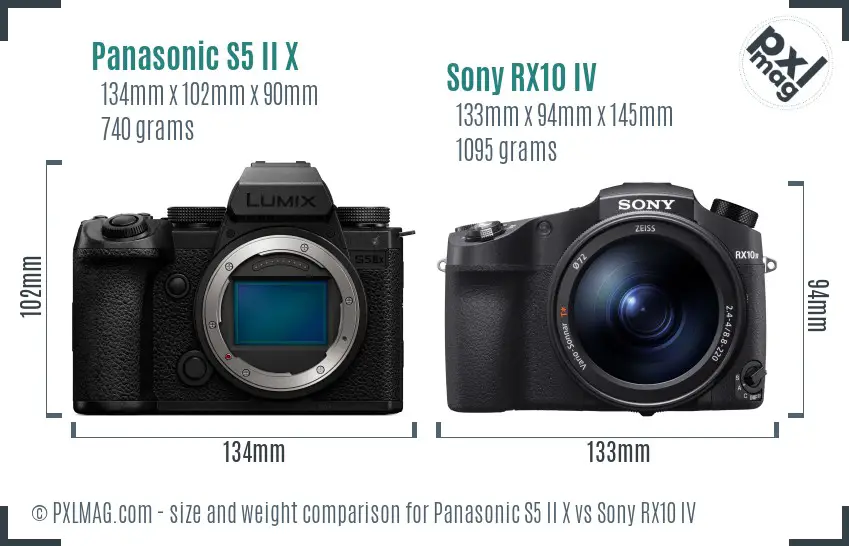 Panasonic S5 II X vs Sony RX10 IV size comparison Panasonic S5 II X vs Sony RX10 IV size comparison