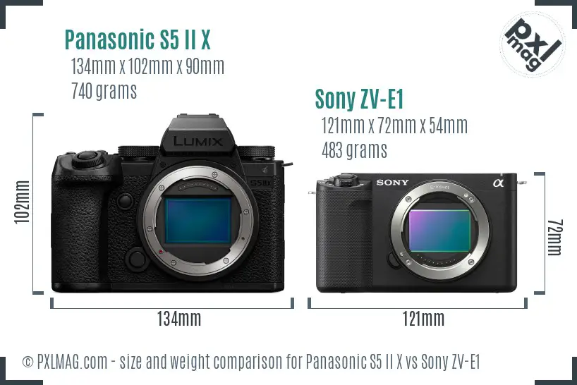 Panasonic S5 II X vs Sony ZV-E1 size comparison