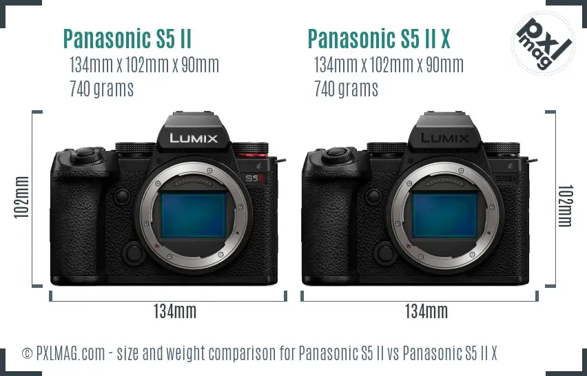 Panasonic S5 II vs Panasonic S5 II X size comparison