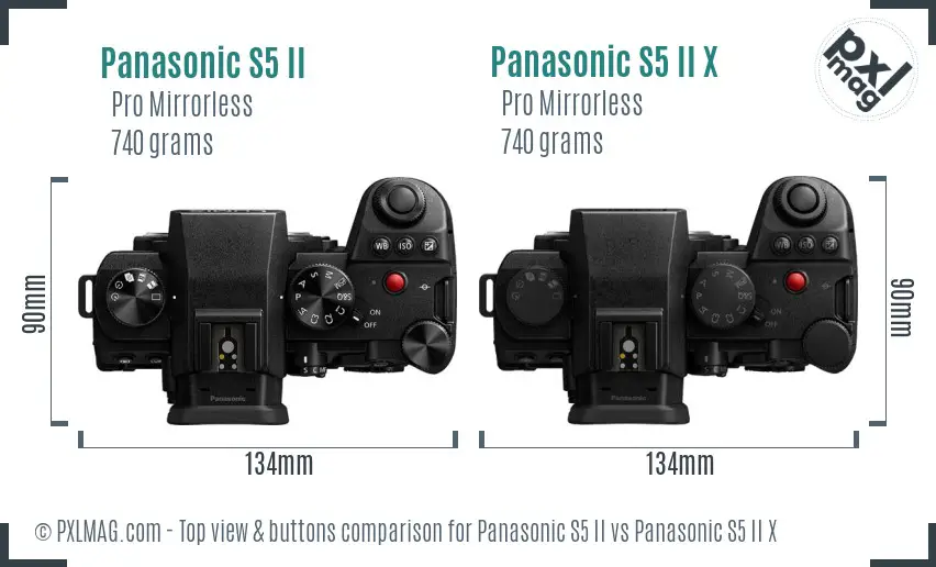Panasonic S5 II vs Panasonic S5 II X top view buttons comparison