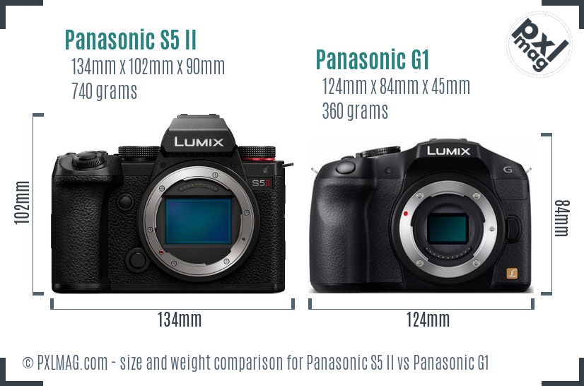 Panasonic S5 II vs Panasonic G1 size comparison