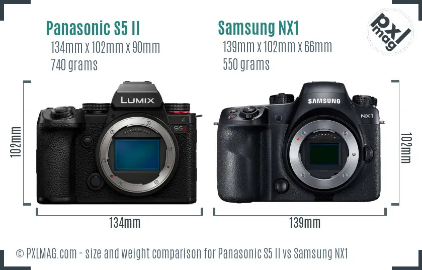 Panasonic S5 II vs Samsung NX1 size comparison