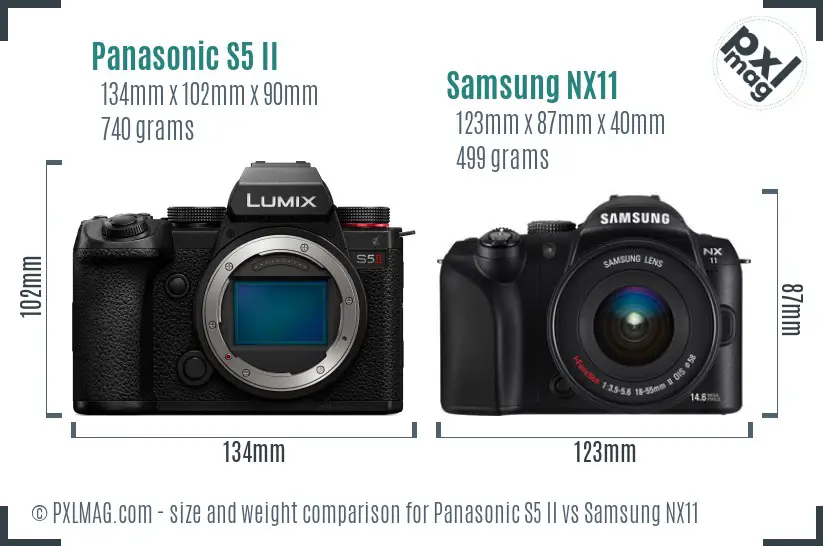 Panasonic S5 II vs Samsung NX11 size comparison Panasonic S5 II vs Samsung NX11 size comparison