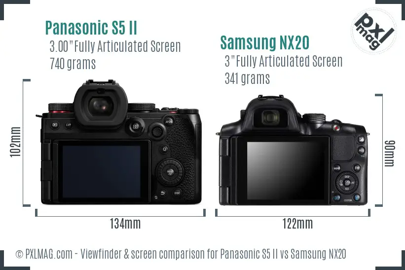 Panasonic S5 II vs Samsung NX20 Screen and Viewfinder comparison