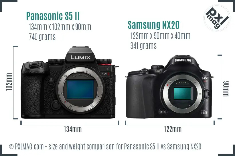 Panasonic S5 II vs Samsung NX20 size comparison