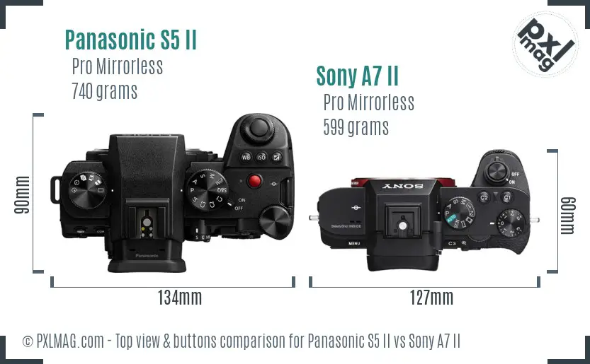 Panasonic S5 II vs Sony A7 II top view buttons comparison