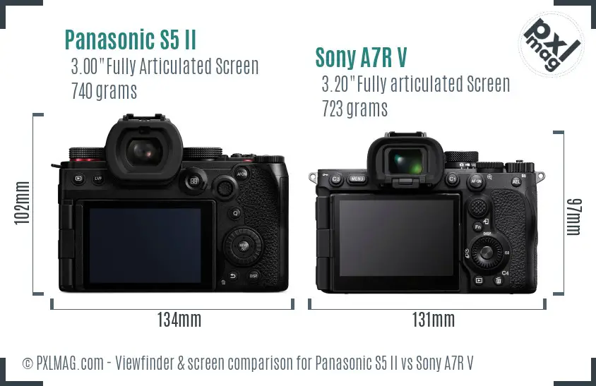 Panasonic S5 II vs Sony A7R V Screen and Viewfinder comparison