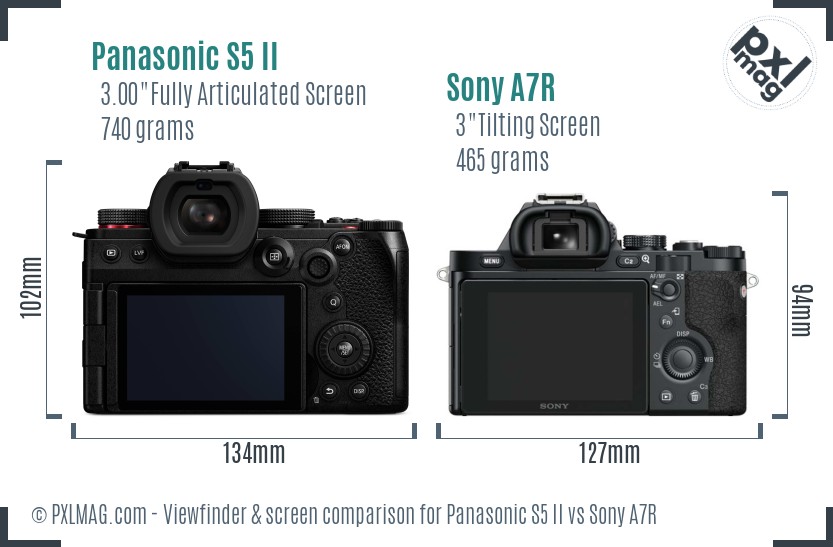 Panasonic S5 II vs Sony A7R Screen and Viewfinder comparison