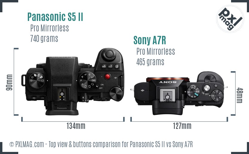 Panasonic S5 II vs Sony A7R top view buttons comparison