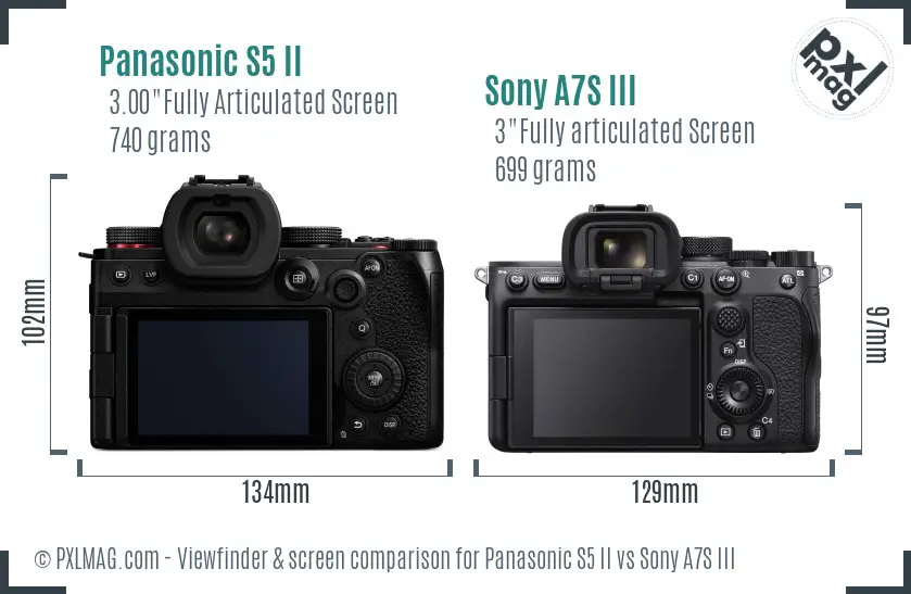 Panasonic S5 II vs Sony A7S III Screen and Viewfinder comparison