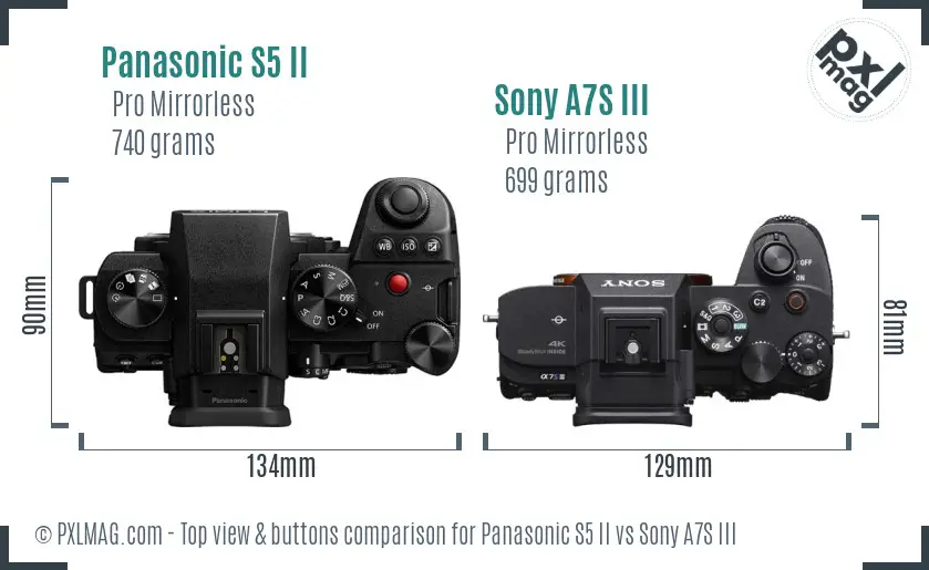 Panasonic S5 II vs Sony A7S III top view buttons comparison