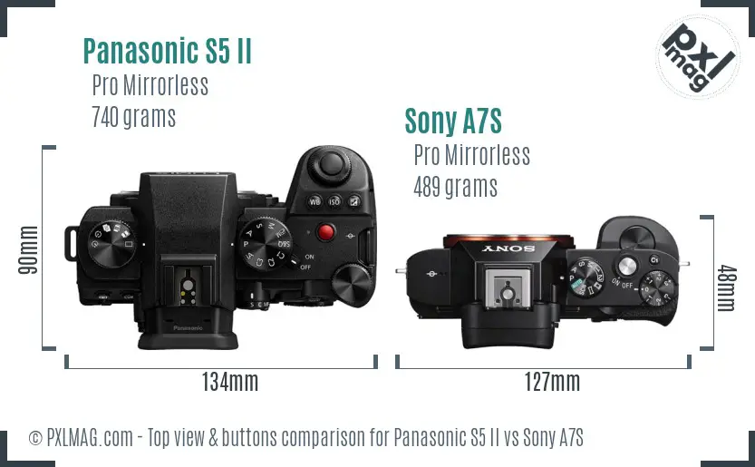 Panasonic S5 II vs Sony A7S top view buttons comparison