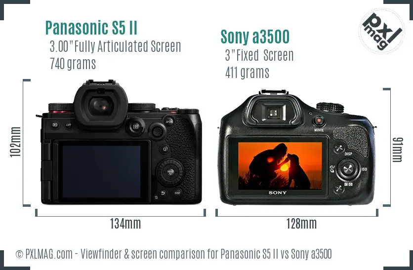 Panasonic S5 II vs Sony a3500 Screen and Viewfinder comparison