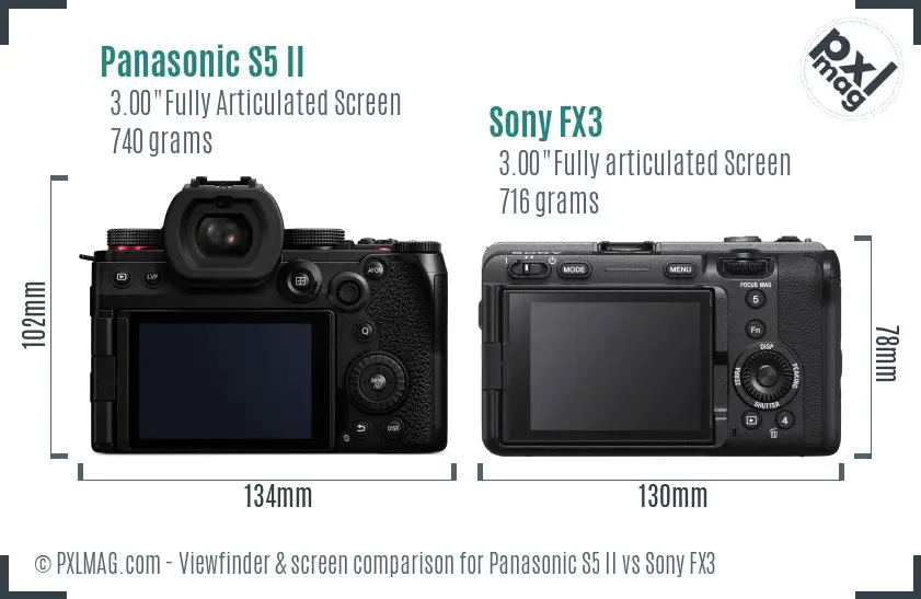 Panasonic S5 II vs Sony FX3 Screen and Viewfinder comparison