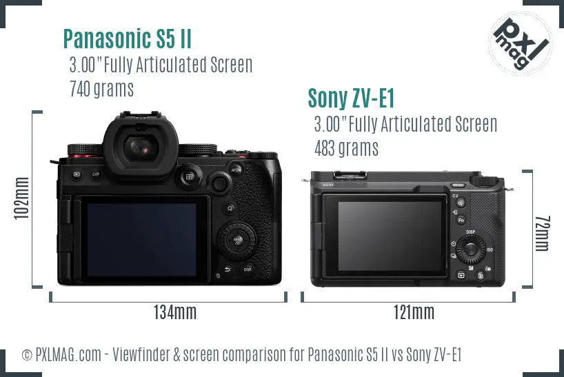 Panasonic S5 II vs Sony ZV-E1 Screen and Viewfinder comparison