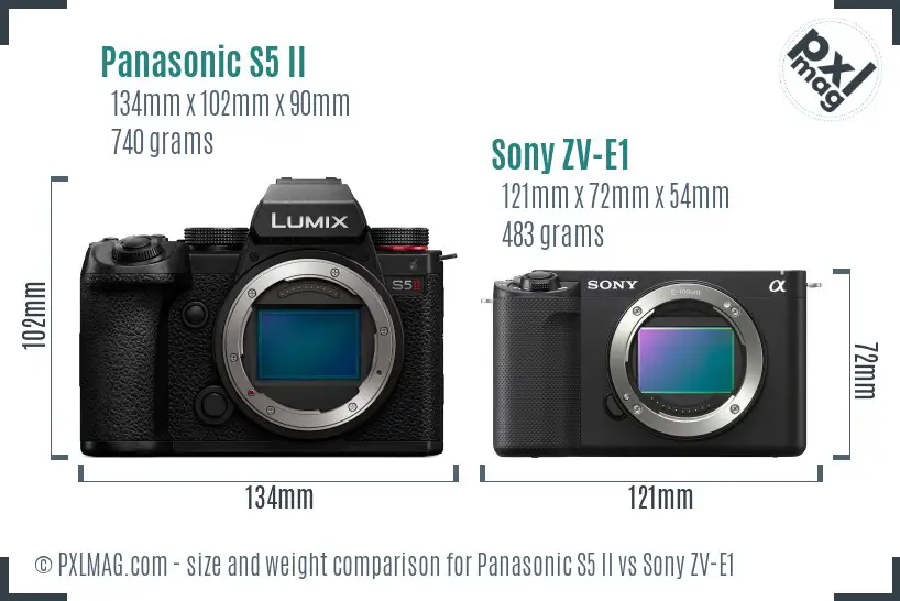 Panasonic S5 II vs Sony ZV-E1 size comparison