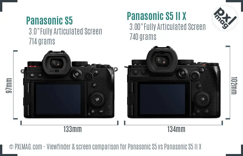Panasonic S5 vs Panasonic S5 II X Screen and Viewfinder comparison