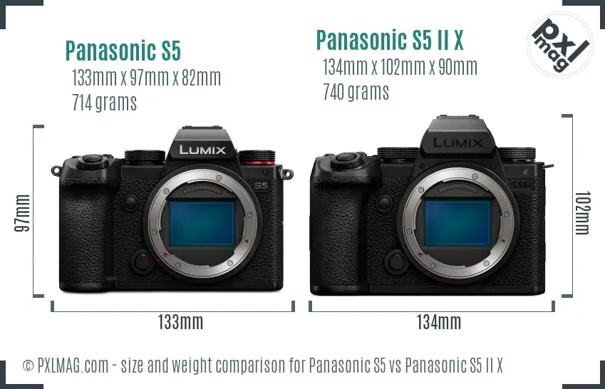 Panasonic S5 vs Panasonic S5 II X size comparison