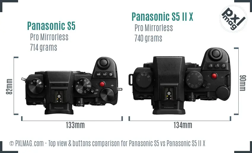 Panasonic S5 vs Panasonic S5 II X top view buttons comparison
