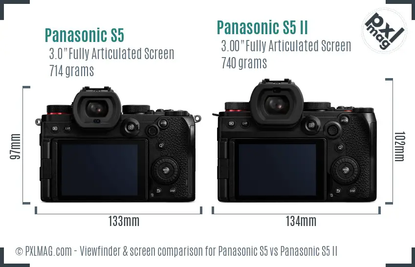 Panasonic S5 vs Panasonic S5 II Screen and Viewfinder comparison