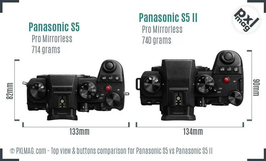 Panasonic S5 vs Panasonic S5 II top view buttons comparison