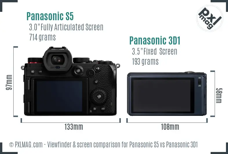 Panasonic S5 vs Panasonic 3D1 Screen and Viewfinder comparison