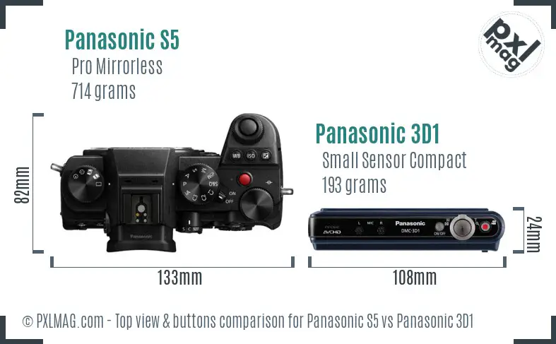 Panasonic S5 vs Panasonic 3D1 top view buttons comparison