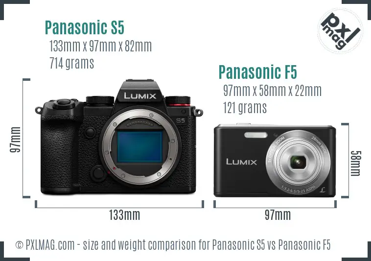 Panasonic S5 vs Panasonic F5 size comparison
