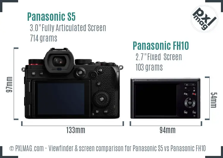 Panasonic S5 vs Panasonic FH10 Screen and Viewfinder comparison