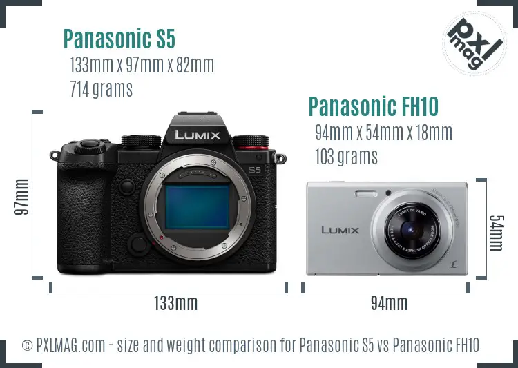 Panasonic S5 vs Panasonic FH10 size comparison