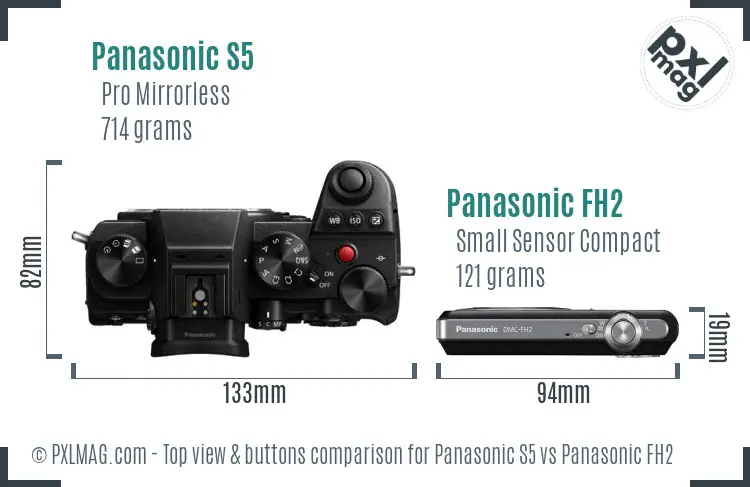Panasonic S5 vs Panasonic FH2 top view buttons comparison