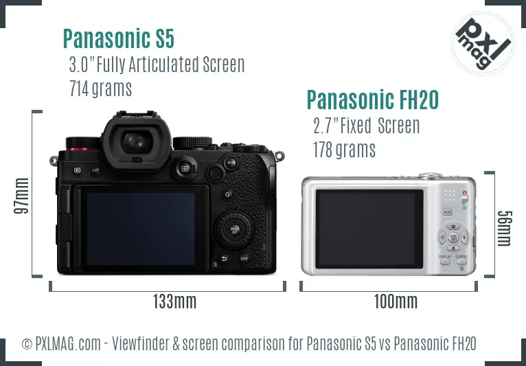 Panasonic S5 vs Panasonic FH20 Screen and Viewfinder comparison