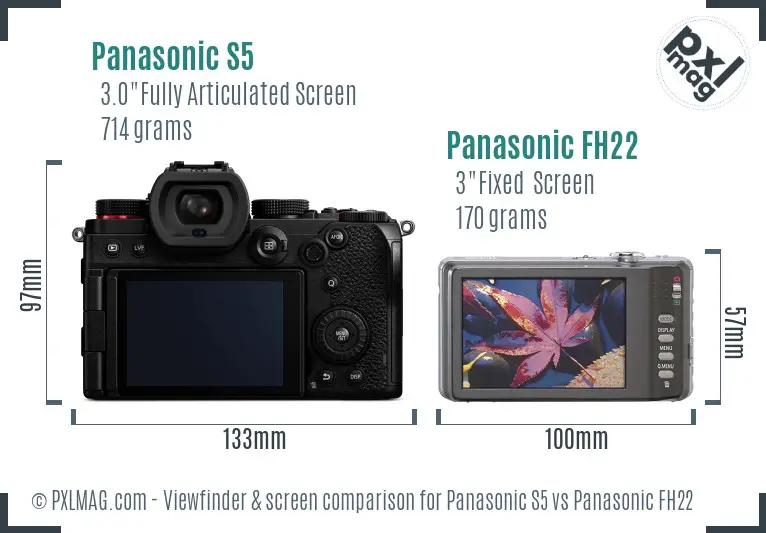 Panasonic S5 vs Panasonic FH22 Screen and Viewfinder comparison