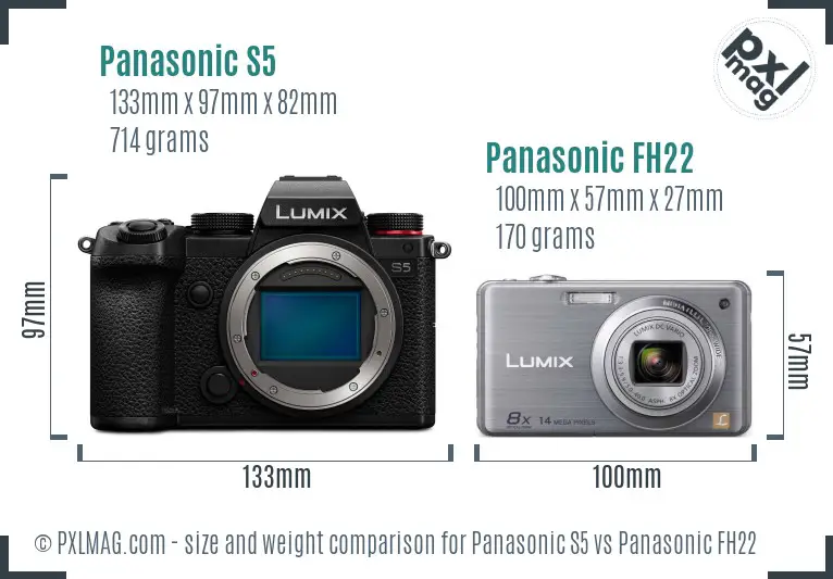 Panasonic S5 vs Panasonic FH22 size comparison