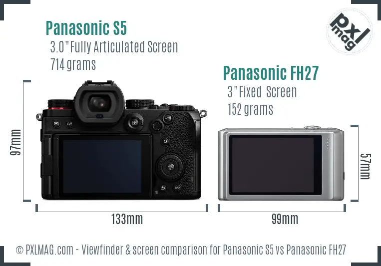 Panasonic S5 vs Panasonic FH27 Screen and Viewfinder comparison