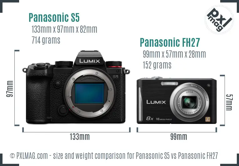 Panasonic S5 vs Panasonic FH27 size comparison