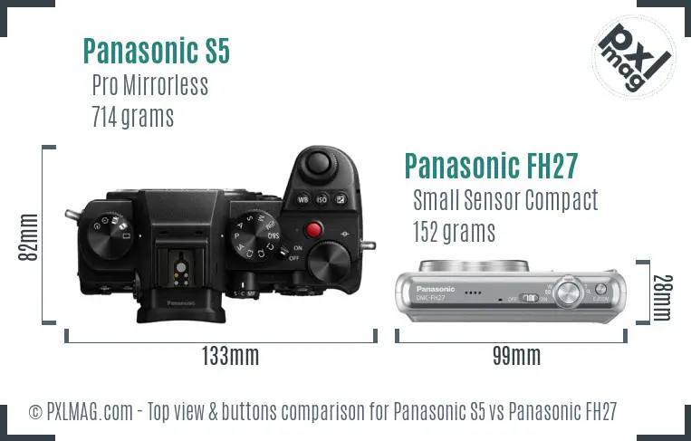 Panasonic S5 vs Panasonic FH27 top view buttons comparison