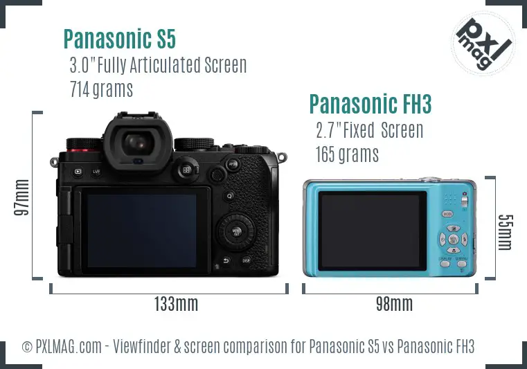 Panasonic S5 vs Panasonic FH3 Screen and Viewfinder comparison