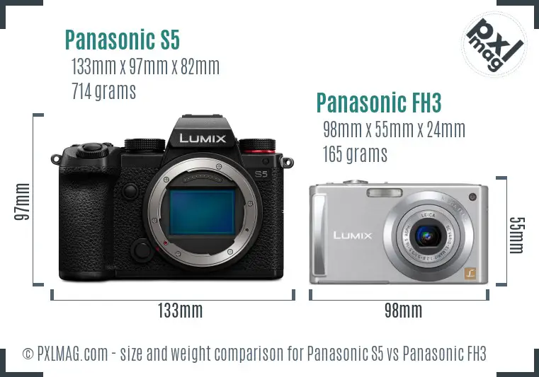 Panasonic S5 vs Panasonic FH3 size comparison