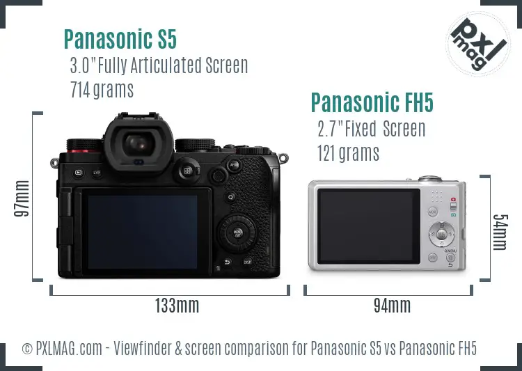 Panasonic S5 vs Panasonic FH5 Screen and Viewfinder comparison