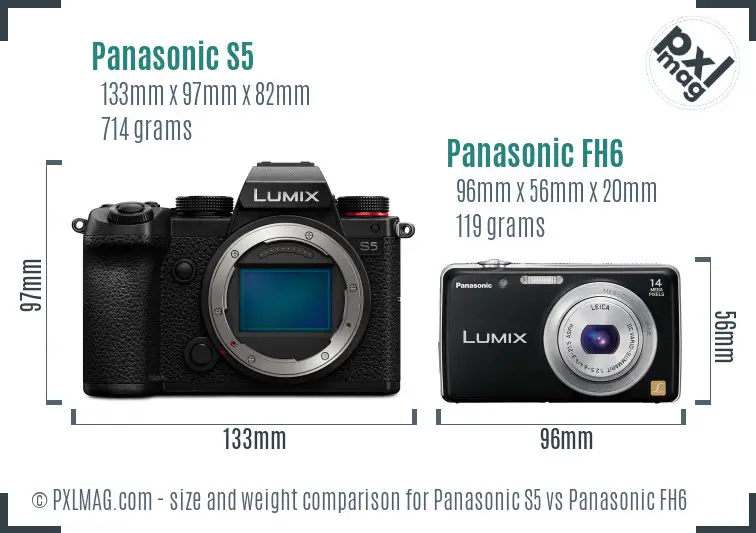 Panasonic S5 vs Panasonic FH6 size comparison