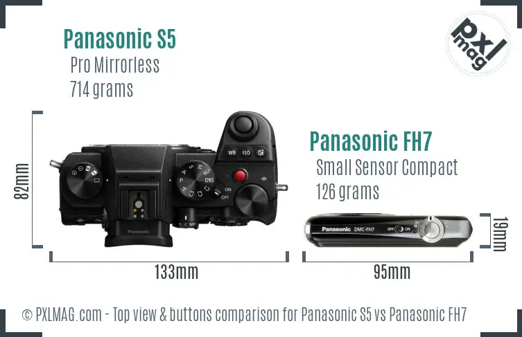 Panasonic S5 vs Panasonic FH7 top view buttons comparison