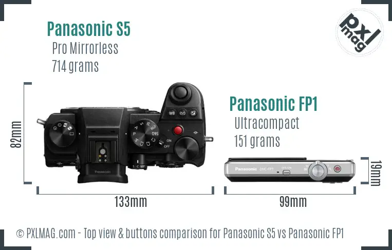Panasonic S5 vs Panasonic FP1 top view buttons comparison