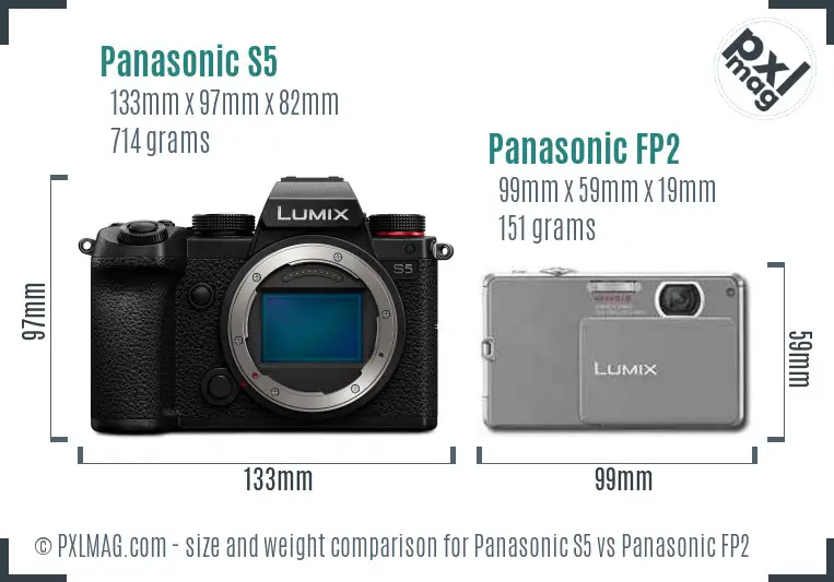 Panasonic S5 vs Panasonic FP2 size comparison