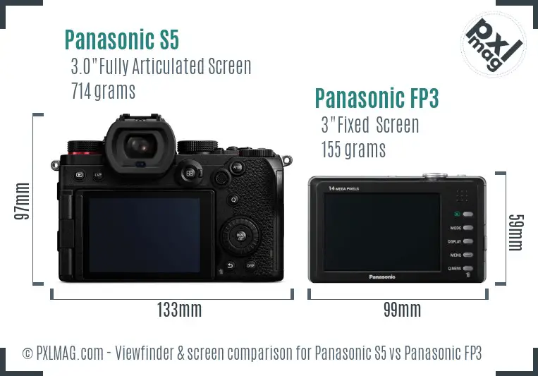 Panasonic S5 vs Panasonic FP3 Screen and Viewfinder comparison