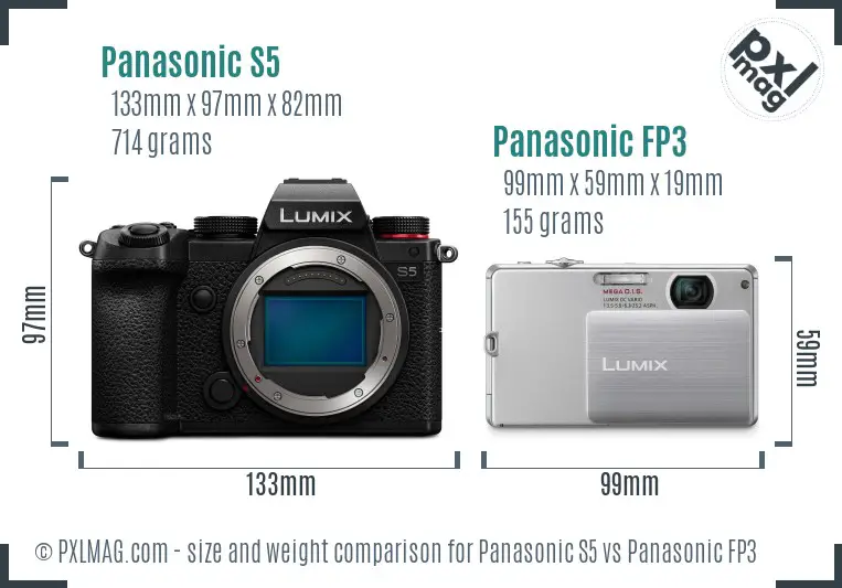 Panasonic S5 vs Panasonic FP3 size comparison