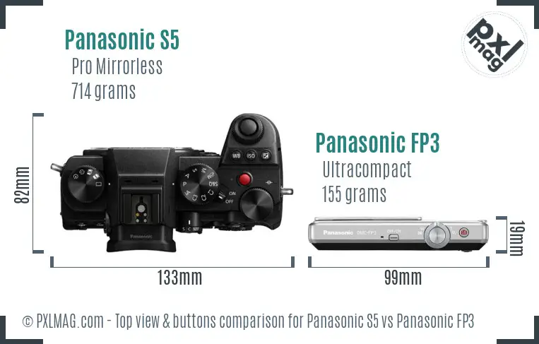 Panasonic S5 vs Panasonic FP3 top view buttons comparison