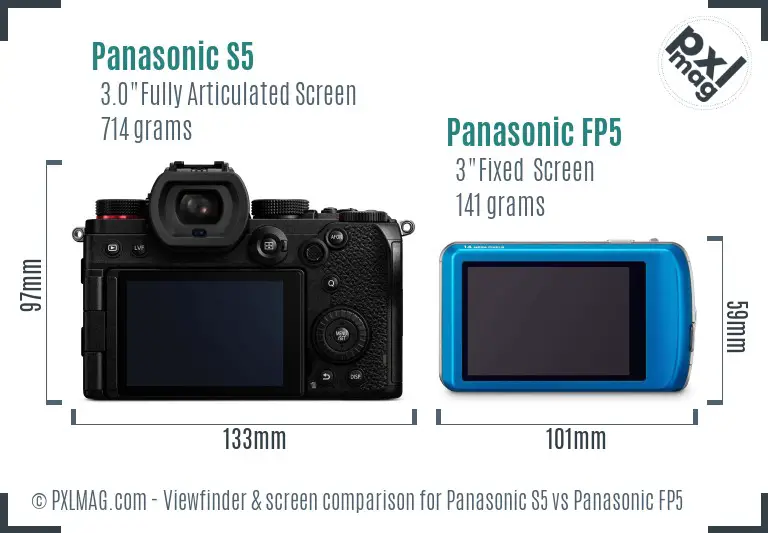 Panasonic S5 vs Panasonic FP5 Screen and Viewfinder comparison